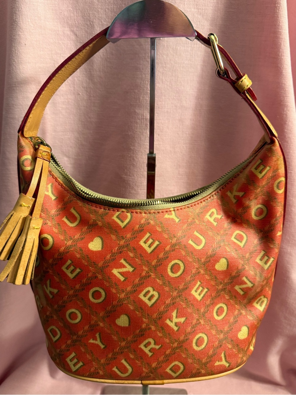 Dooney & Bourke Orange Logo-Print Hobo